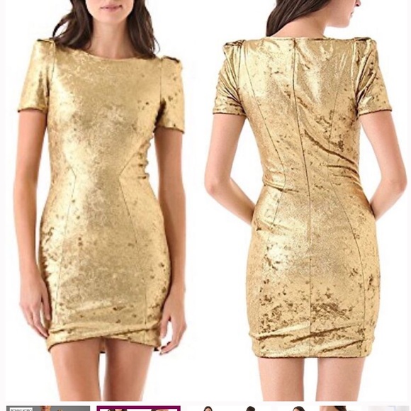 Ronny Kobo Torn Mina Gold Crushed Velvet Mini Dress. Size Medium Retail $225 - Picture 2 of 8